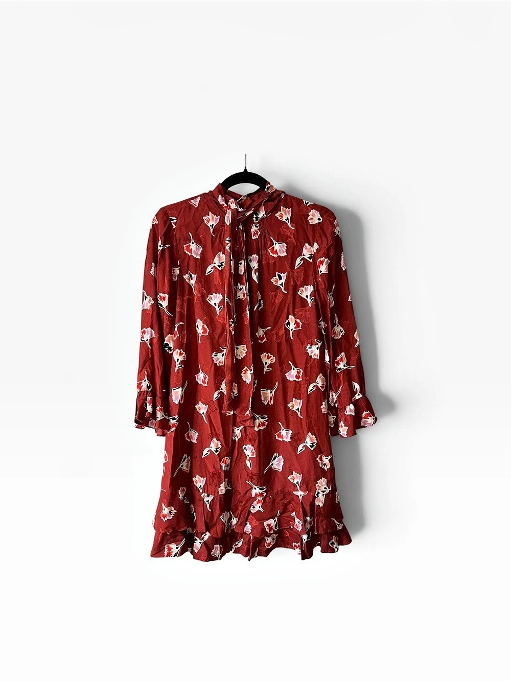 Rebecca Taylor Floral Mini Dress in Red & White, Silk Blend  NWT